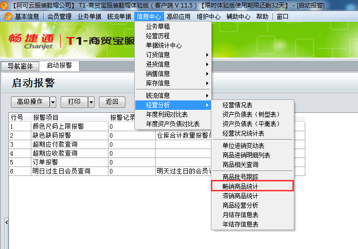 用友t1商貿(mào)寶服裝鞋帽版11.5如何查詢當(dāng)前暢銷(xiāo)的商品？