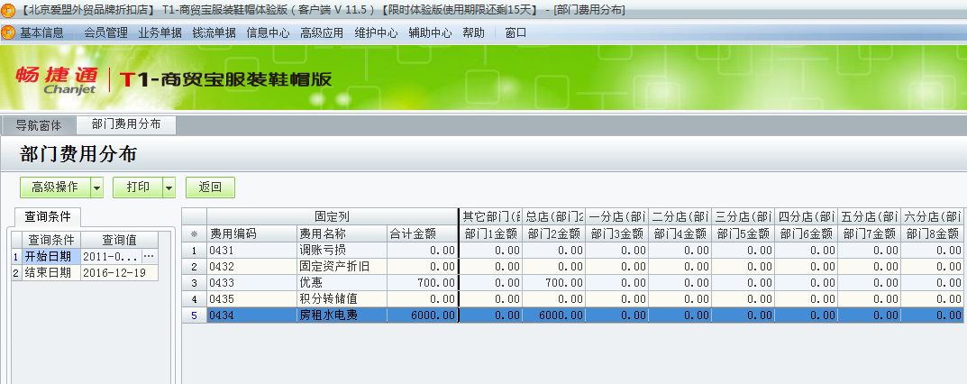 用友t1商貿(mào)寶服裝鞋帽版11.5如何查詢當(dāng)前費(fèi)用的詳細(xì)分布情況？