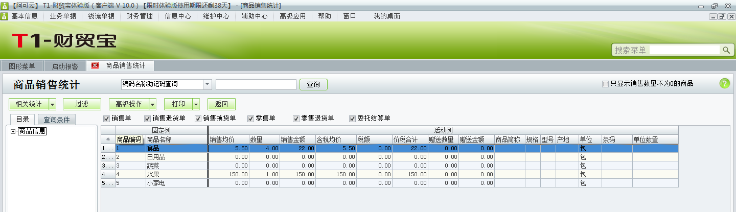 用友t1財(cái)貿(mào)寶10.0如何查詢銷售統(tǒng)計(jì)？