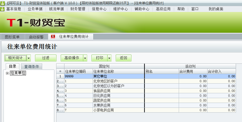 用友t1財(cái)貿(mào)寶10.0如何查詢費(fèi)用統(tǒng)計(jì)？